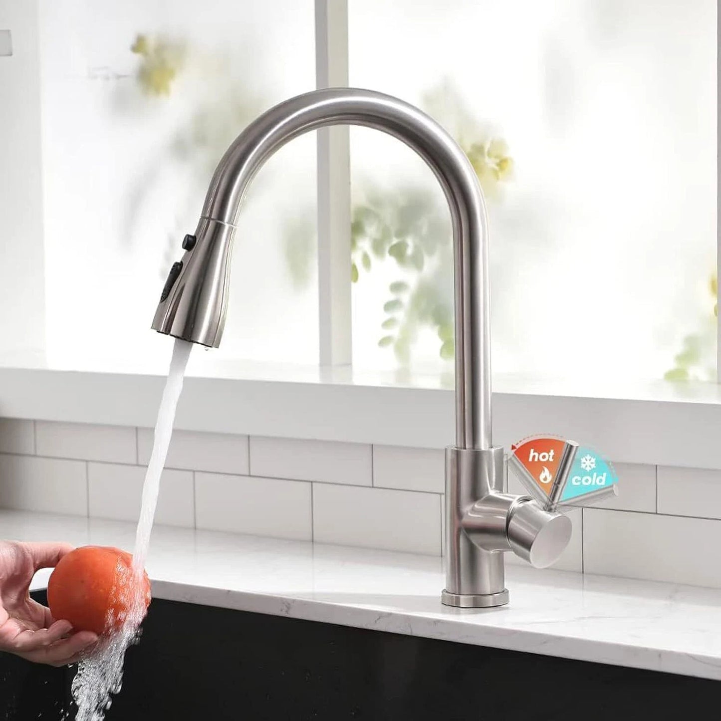 360 Kitchen Sink Mixer Taps Pull Out Spout Spray Single Lever Modern Mono Tap