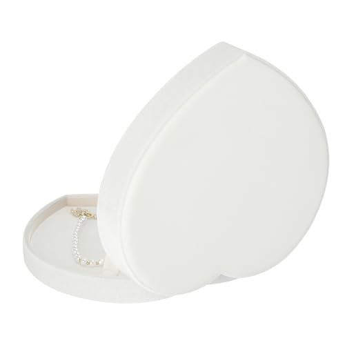 LETURE Large Jewelry Set Gift Box, Heart-Shaped Velvet Necklace Ring Earring Pearl Storage Organizer Holder Box (WHITE)