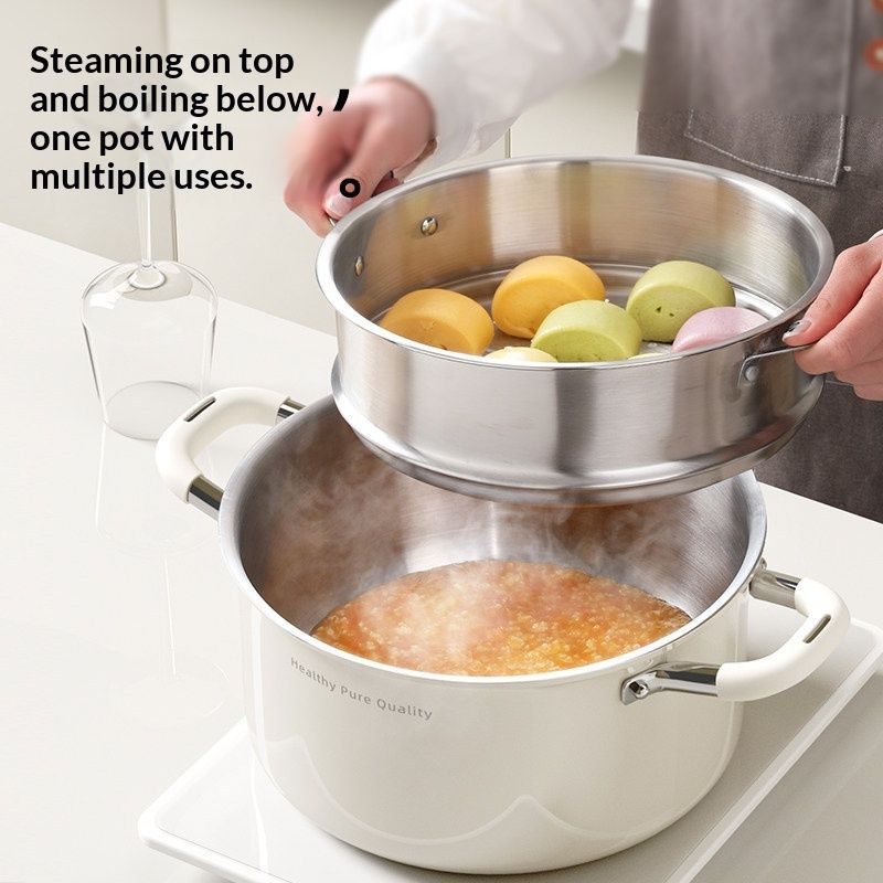 Stainless Steel Soup Pot Thickened For Home Steaming And Boiling