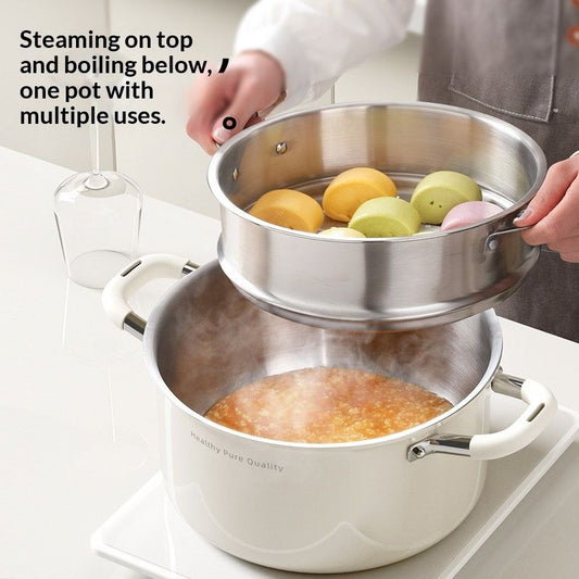 Stainless Steel Soup Pot Thickened For Home Steaming And Boiling
