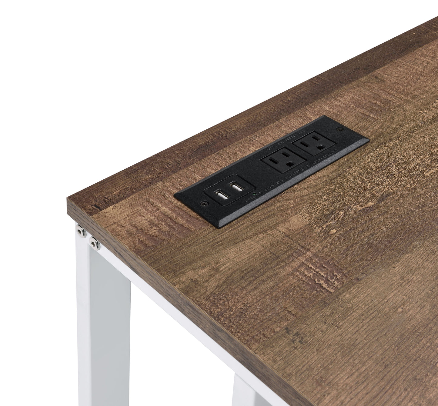 Tyrese Walnut & White Finish Writing Desk W USB