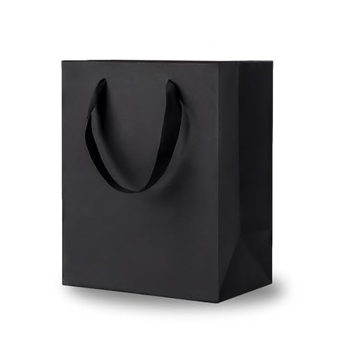 Argivean Black Gift Bags With Handles: 6pcs Medium Gift Bags Bulk 8x5x10 Inch For Wedding Party Birthday Business (M,6)
