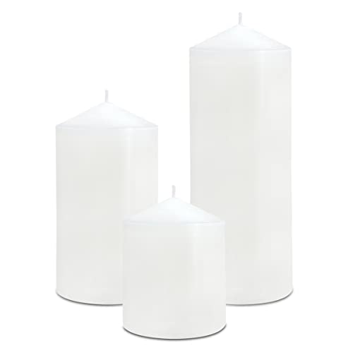 Pillar Candles 3 x 4, 6, and 8 inches, Large Handmade Candles Set of 3, Decorative Candles for Wedding, Home Decoration, D...