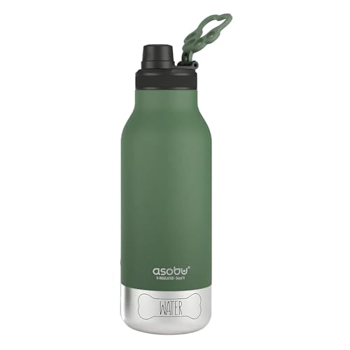 Asobu Dog Barky Bottle – Insulated Stainless Steel Water Bottle with 2 Removable Dog Bowls for Food, Treats & Water – Pet-...