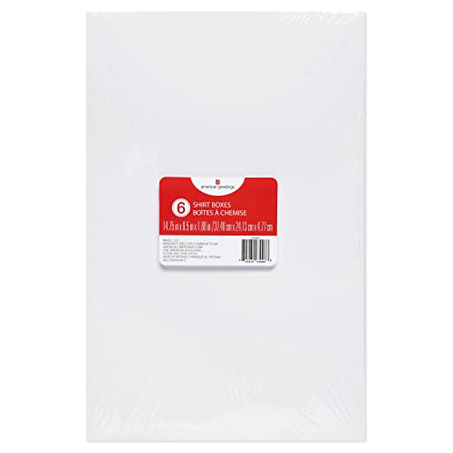 American Greetings White Shirt Boxes with Lids, for Birthdays, Holidays, and All Occasions (6 Boxes, 14.75'' x 9.5'')