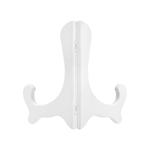 uxcell 2pcs 6" Easel Plate Holder, Plastic Folding Display Stand White for Decorative Picture Frame