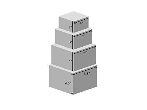 Cypress Lane Square Rigid Gift Boxes, a Nested Set of 4, 3.5x3.5x2 to 6x6x4 inches (Blue)
