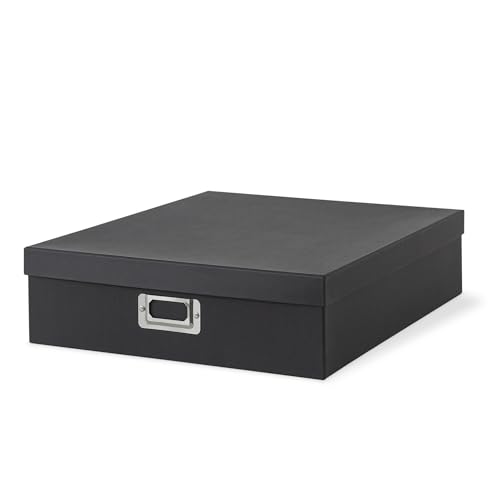 Soul & Lane Photo Storage Box with Lid, 14.8 × 13.0 × 3.7 Inches, Keepsake Memory Organizer, Cardboard Storage for Photo A...