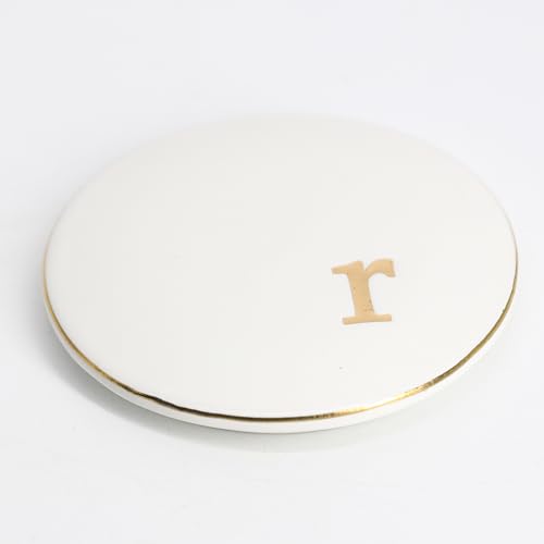 COLLECTIVE HOME - Ceramic Jewelry Box, Elegant Embossed Jewelry Holder, Trinket Organizer with Gold Monogram Lid, Storage ...