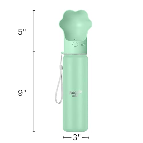 Waggle Bottle Stainless Steel Dog Travel Water Bottle, Vacuum Insulated Portable Dog Water Dispenser, Large Bottle with Dr...