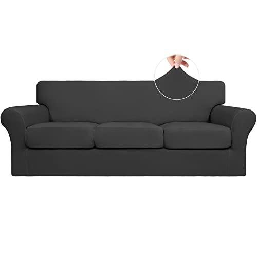 Easy-Going 4 Pieces Stretch Soft Couch Cover for Dogs - Washable Sofa Slipcover for 3 Separate Cushion Couch - Elastic Fur...