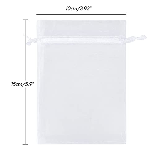 Joycraft 50pcs Organza Bags - 4x6 Inch White Wedding Favor & Jewelry Pouches with Drawstring Mesh Bags for Festival, Makeu...