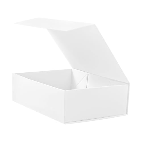 HcoHlow White Magnetic Gift Box 9x6.7x2.75 Inches, Rigid Collapsible Gift Boxes with Lids for Presents, Bridesmaid Proposa...