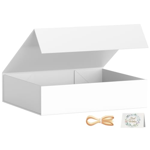 PSHVYM Gift Boxes with Lids, 11.5x7.8x3 In White Gift Box for Presents Magnetic Closure for T-Shirts, Gloves, Scarves, Boo...
