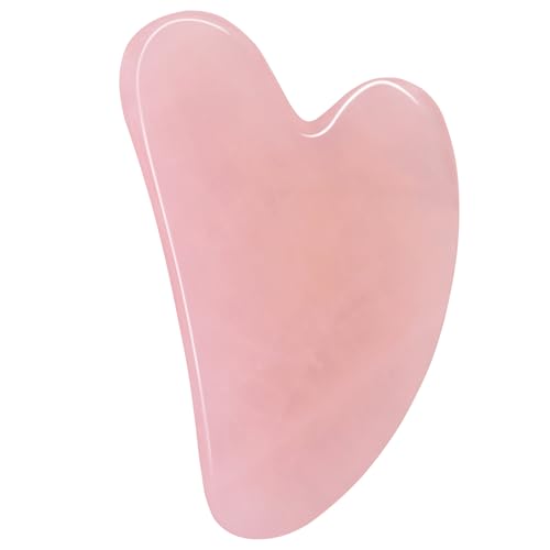 huefull Rose Quartz Gua Sha Tool for Face & Body, Natural Facial Massage Tool, Self-Care Beauty Gifts for Women & Men