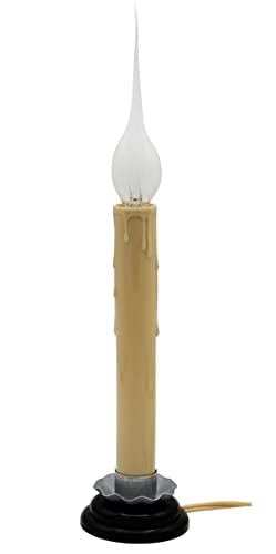 Creative Hobbies 7 Inch Electric Rustic Country Candle Lamp with On/Off Switch, 5 Foot Ivory Cord, Metal Base and 5W Silic...