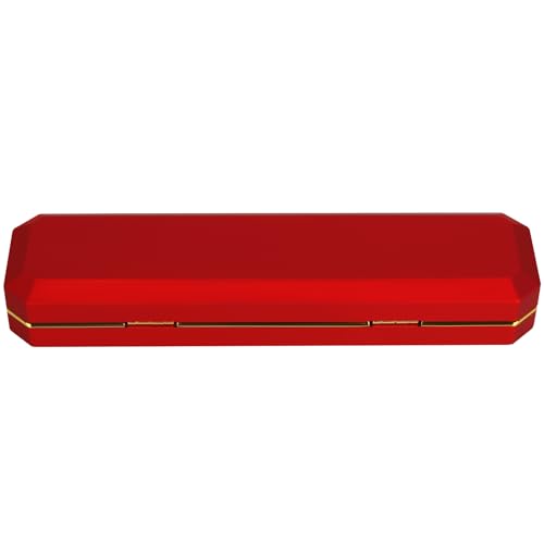Luxury LED Necklace Long Chain Gift Box with LED Light, Velvet Jewelry Box Storage Case Organizer Holder (Red)