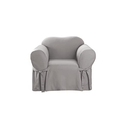 SureFit Cotton Duck Armchair Box Cushion One Piece Slipcover, Chair Cover, Relaxed Woven Fit, 100% Cotton, Machine Washabl...