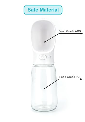 VehiGo 550 ml / 18.6 oz Portable Dog Water Bottle, Water Bottle with Drinking Feeder for Dogs, Water Dispenser for Dogs in...