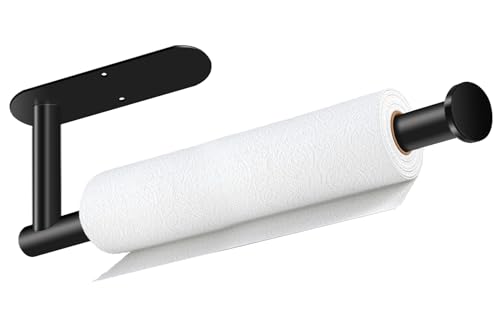 Paper Towel Holder, Self Adhesive or Drilling Paper Towel Holder Under Cabinet, Stainless Steel Black Paper Towel Holders ...