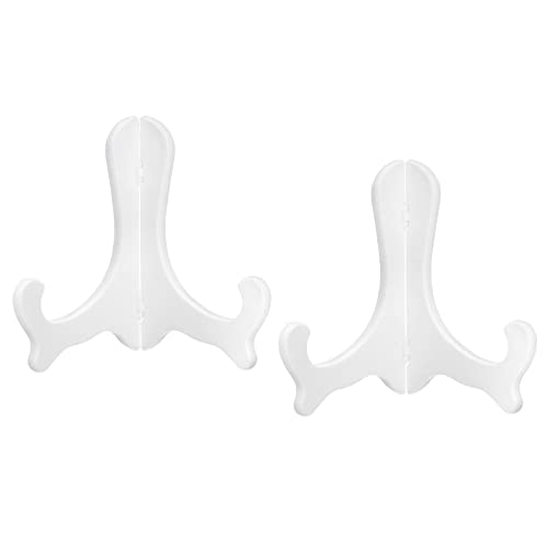 uxcell 2pcs 6" Easel Plate Holder, Plastic Folding Display Stand White for Decorative Picture Frame