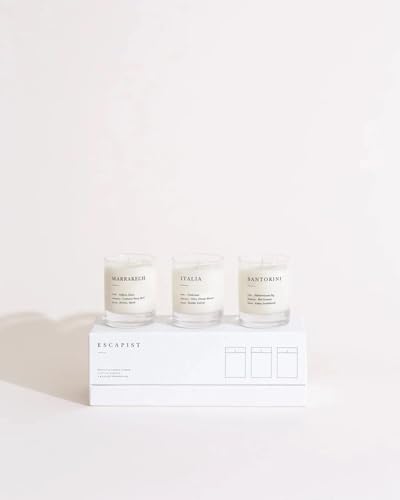 Brooklyn Candle Studio Mini Candle Gift Set – Set of 3 Hand-Poured 3 oz Soy Votive Candles (Earthy + Warm Santorini/Itali...