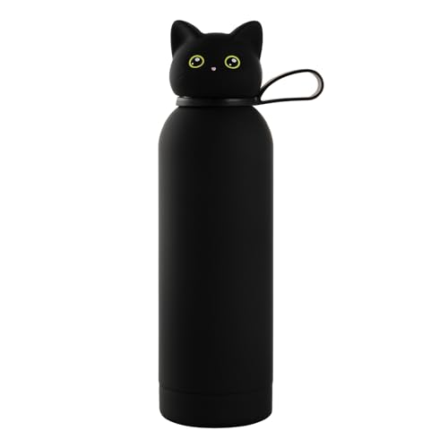 Vacuum Insulated Stainless Steel Water Bottle, Cute Cat Lid Tumbler for Cold & Hot, Coffee Travel Mug, Leakproof, Gifts, B...