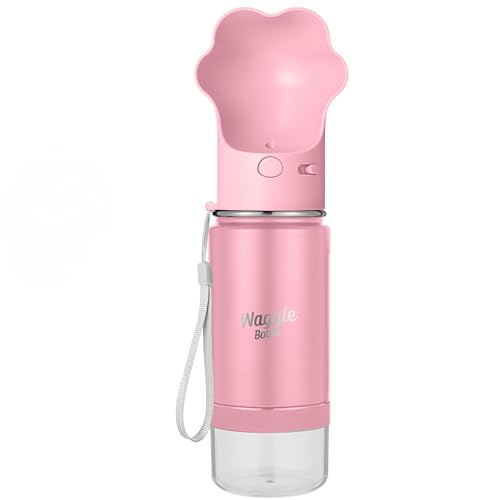 Waggle Bottle Stainless Steel Dog Travel Water Bottle, Vacuum Insulated Portable Dog Water Dispenser, Drink Cup and Snack ...