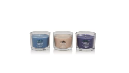 Yankee Candle Flannel Weather Gift Set 3 Mini Candles - Warm Luxe Cashmere, Amber & Sandalwood, and Lakefront Lodge