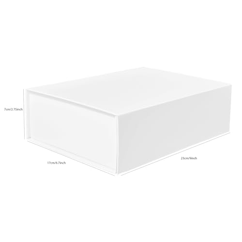 HcoHlow White Magnetic Gift Box 9x6.7x2.75 Inches, Rigid Collapsible Gift Boxes with Lids for Presents, Bridesmaid Proposa...