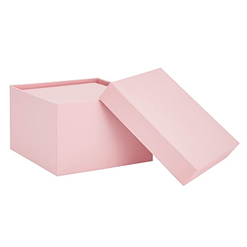 Stockroom Plus Gift Box Set - 4 Piece Assortment, Pink - Nesting & Stackable Pink Square Boxes with Lids for Weddings, Bir...