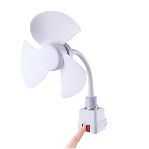 IUEQSEOG E27 Socket Fan Kit with Plug Adapter – Mini Quiet Electric Fan with Flexible Gooseneck Plug and Light Bulb Base, ...