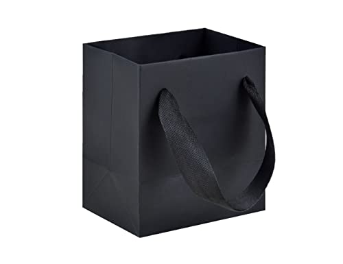 HUAPRINT 30 Pack Black Gift Bags with Ribbon Handles,4x2.75x4.5 inch Paper Bag Bulk for Shopping Party Favor Merchandise B...