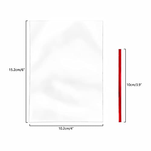 XLSFPY 100PCS Cellophane Bags Clear Plastic Cello Bags 4x6 with 4" Twist Ties 5 Mix Colors - 1.4 mils Thick OPP Treat Bags...