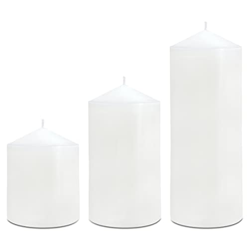 Pillar Candles 3 x 4, 6, and 8 inches, Large Handmade Candles Set of 3, Decorative Candles for Wedding, Home Decoration, D...