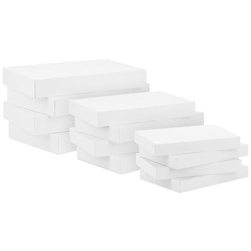 Hallmark White Gift Boxes, Assorted Sizes (12 Boxes with Lids: 4 Small 11", 4 Medium 14", 4 Large 16") for Valentine's Da...