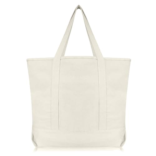 22" Heavy Duty Cotton Canvas Tote Bag (Zippered)
