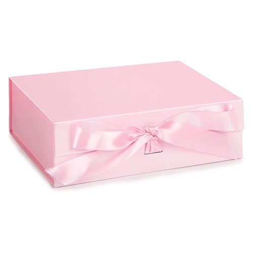 JOHOUSE Pink Gift Box, 10.5" x 7.5" x 3.1" Gift Boxes For Presents With Lids and Magnetic Closure Collapsible for Mother's...