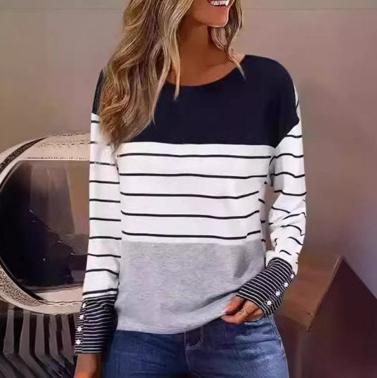 Korean Casual Women's Fashion Striped Top