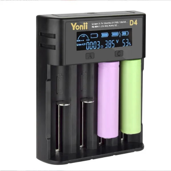 YONII 4-Slot USB LCD Smart Battery Charger For NiMH Li-ion SC/F6 AA AAA Batteries, 2025