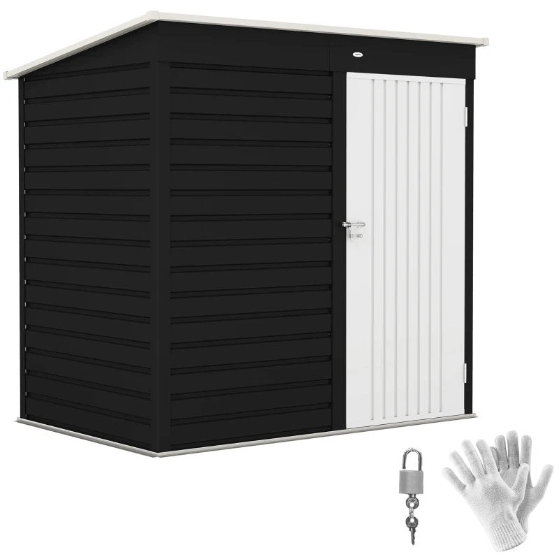 6' X 4' Outdoor Garden Shed, Metal Storage Shed With Lockable Door And Gloves For Backyard Garden Patio, Dark Gray Multiple Packages