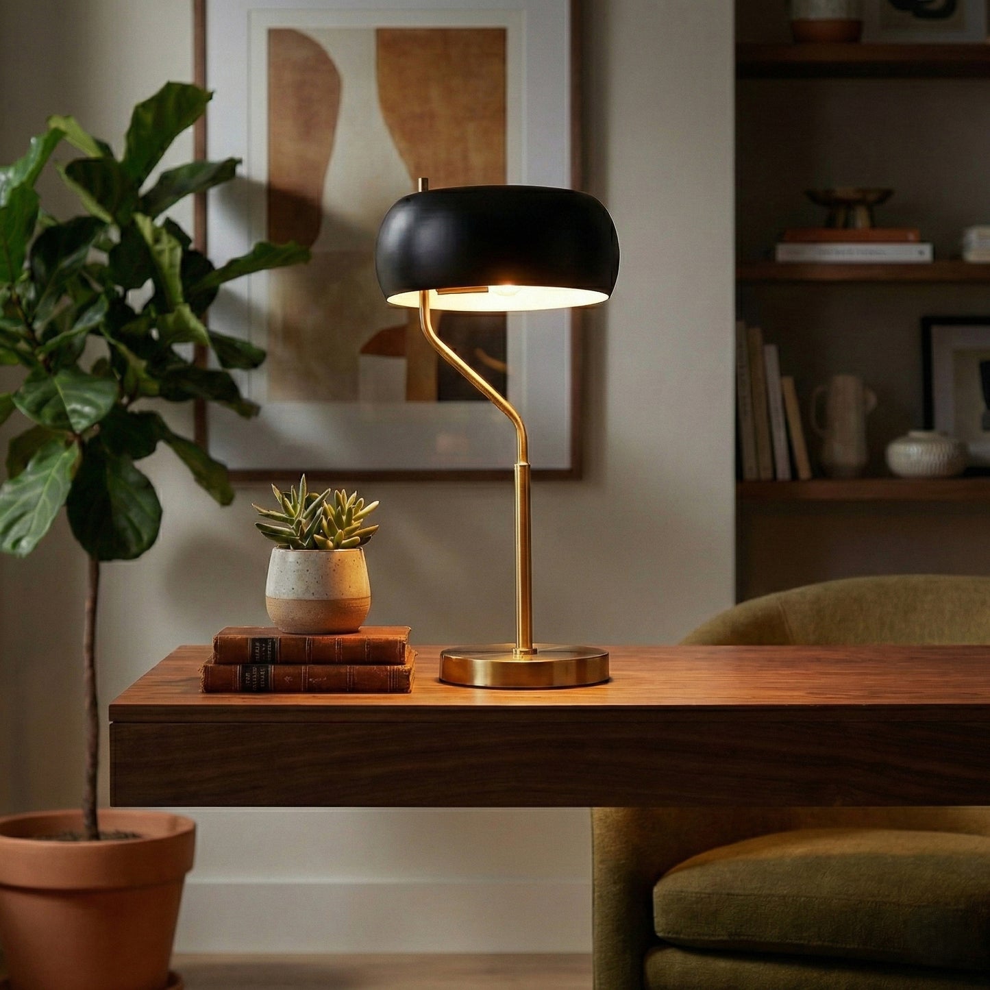 Small Minimalist Wooden Table Lamp Dimmable Table Lamp Fast Delivery Small Bedside Lamps For Night Stands, Living Room, Office,Study Room, Flux Table Lamp - Black Outer - White Inner 110-120V