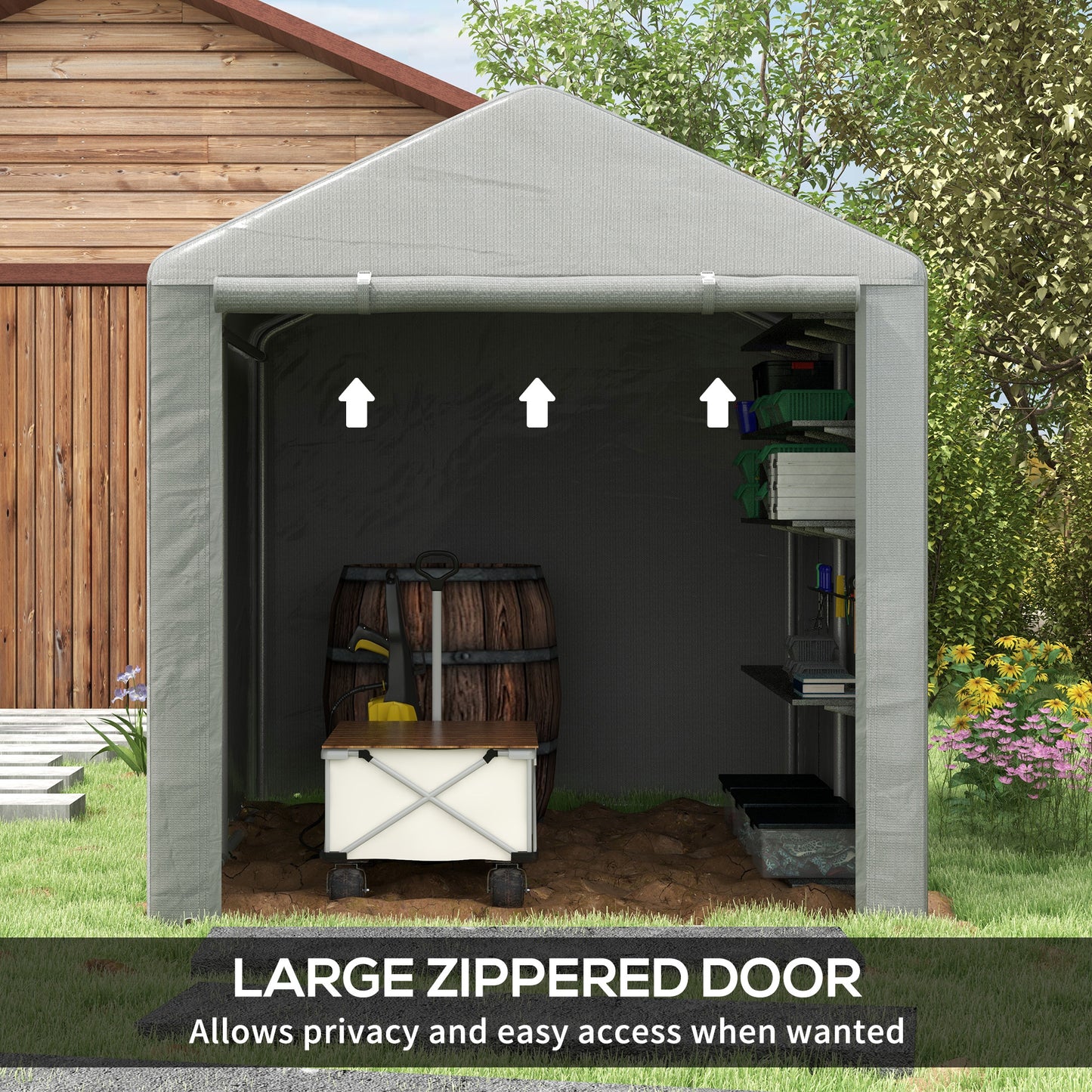 2.2 X 1.6 M Outdoor Storage Tent, With Accessories - Light Grey