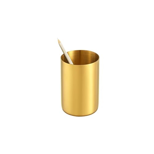 OPSJRNDUSK Gold Pen Holder for Desk, 3.9 Inch Stainless Steel Pencil Cup & Makeup Brush Organizer, Multi-Purpose Office an...
