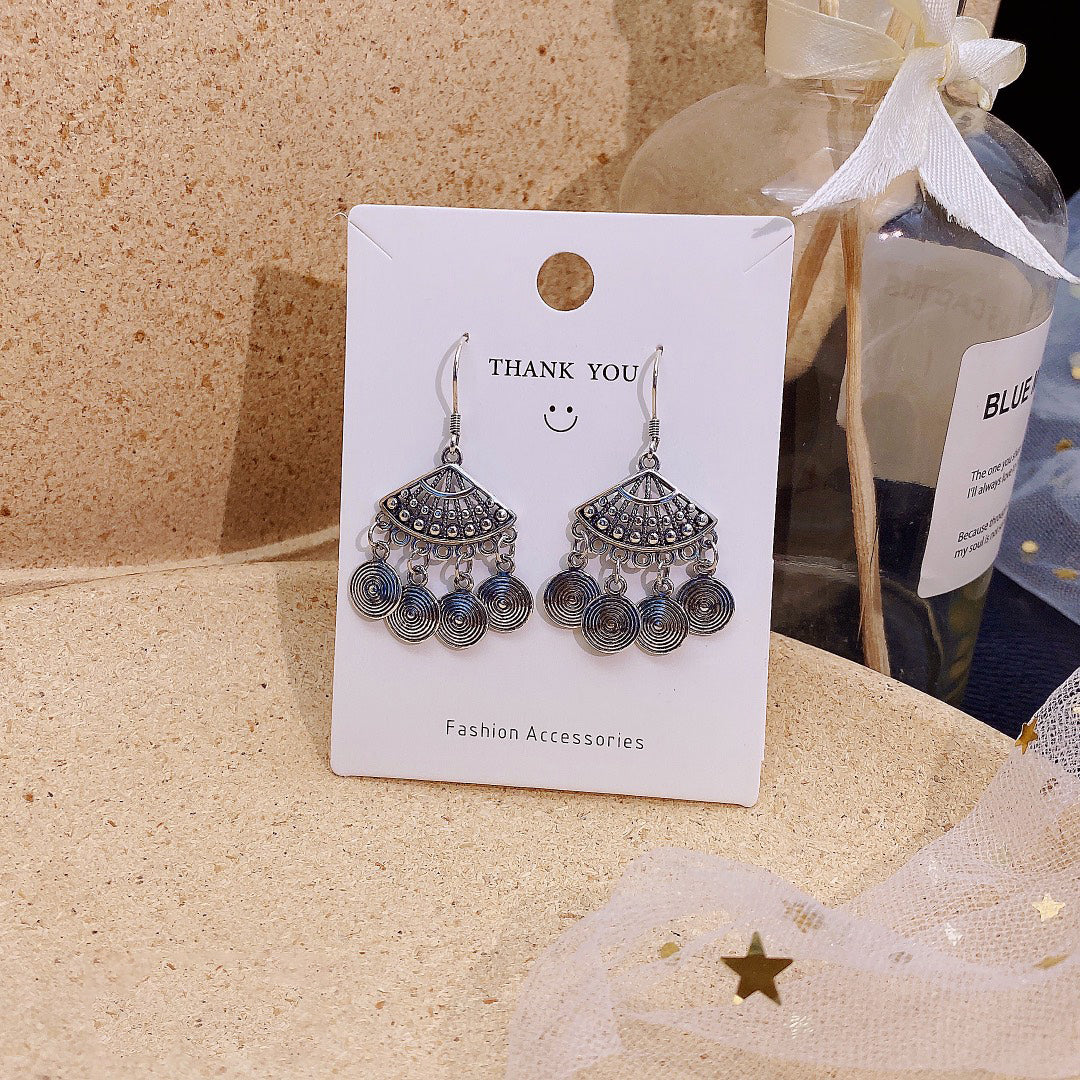 1pcs 999 Sterling Silver Boho Teardrop Drop Earrings, Vintage Ethnic Style, For Daily Wear & Casual Office Outfits