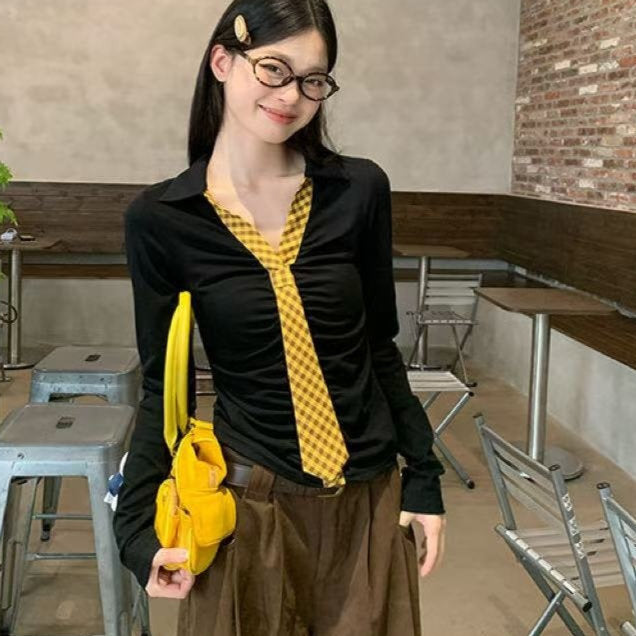 Korean Slim-fit Slimming Long Sleeve T-shirt Women