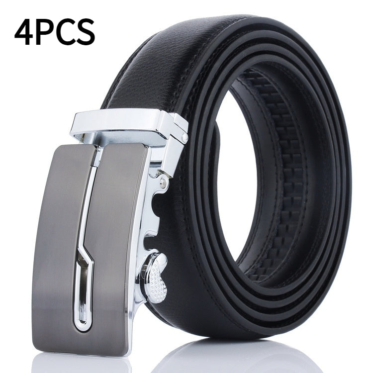 New Men's Leather Belt Men's Business Cowhide Belt Online Best-selling Product Label-free Automatic Buckle Pant Belt