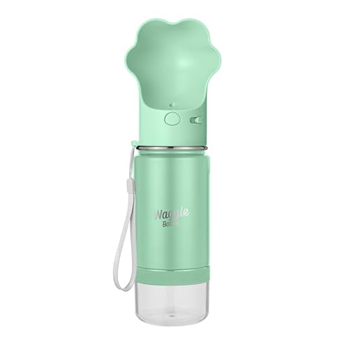 Waggle Bottle Stainless Steel Dog Travel Water Bottle, Vacuum Insulated Portable Dog Water Dispenser, Drink Cup and Snack ...