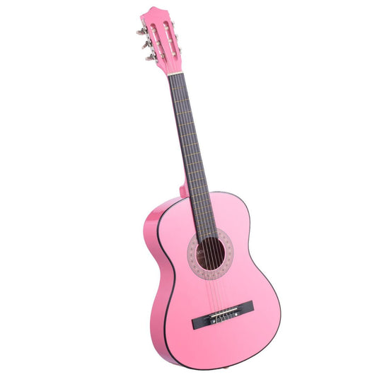 Classical Guitar, 38 Inch, Wood Classical Guitar Starter Kit For Beginners, With Nylon Strings, Gig Bag, Strap, Tuner, Extra Strings, Picks, Capo, Basswood, For Teenagers Adults Students, Pink
