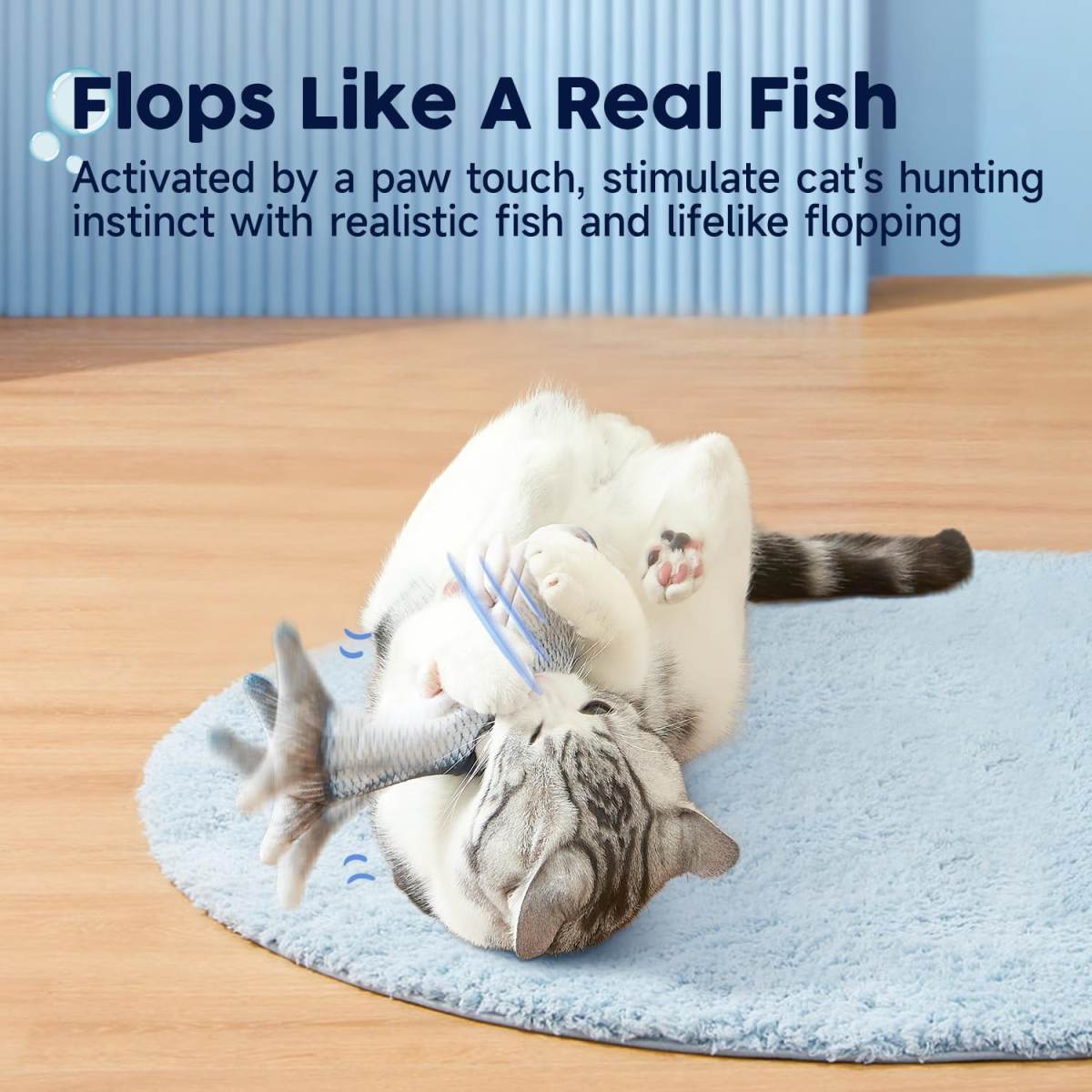 Cat Toys Flopping Fish With Catnip, Moving Kitten Kicker, Floppy Wiggle Carp For Small Dogs, Interactive Motion Kitty Exercise, 10.5 Inches